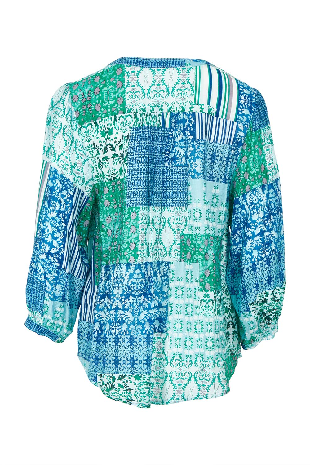 Product shot of the Easy On Me Blouse in colour Green (Green), from the back