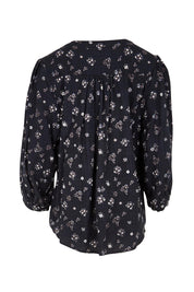 Product shot of the Easy On Me Blouse – Navyfleur in colour Navyfleur, from the back