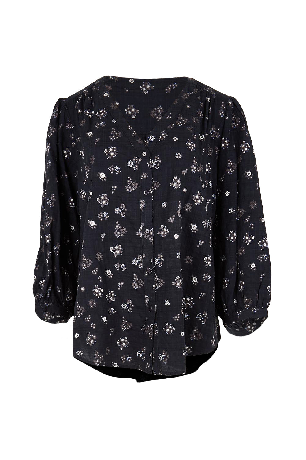 Product shot of the Easy On Me Blouse – Navyfleur in colour Navyfleur, from the front