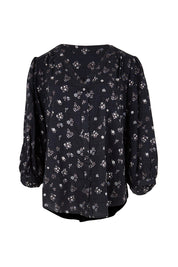 Product shot of the Easy On Me Blouse – Navyfleur in colour Navyfleur, from the front