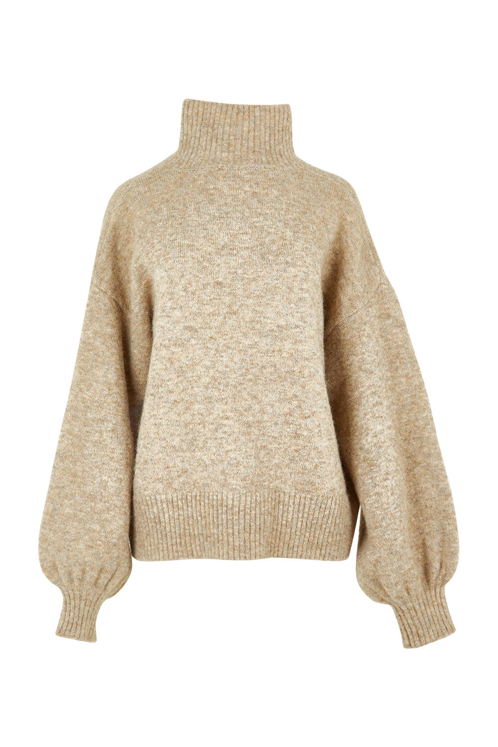 Product shot of the Lovely Day Billow Sleeve Wool Blend Jumper in colour Natural, from the front
