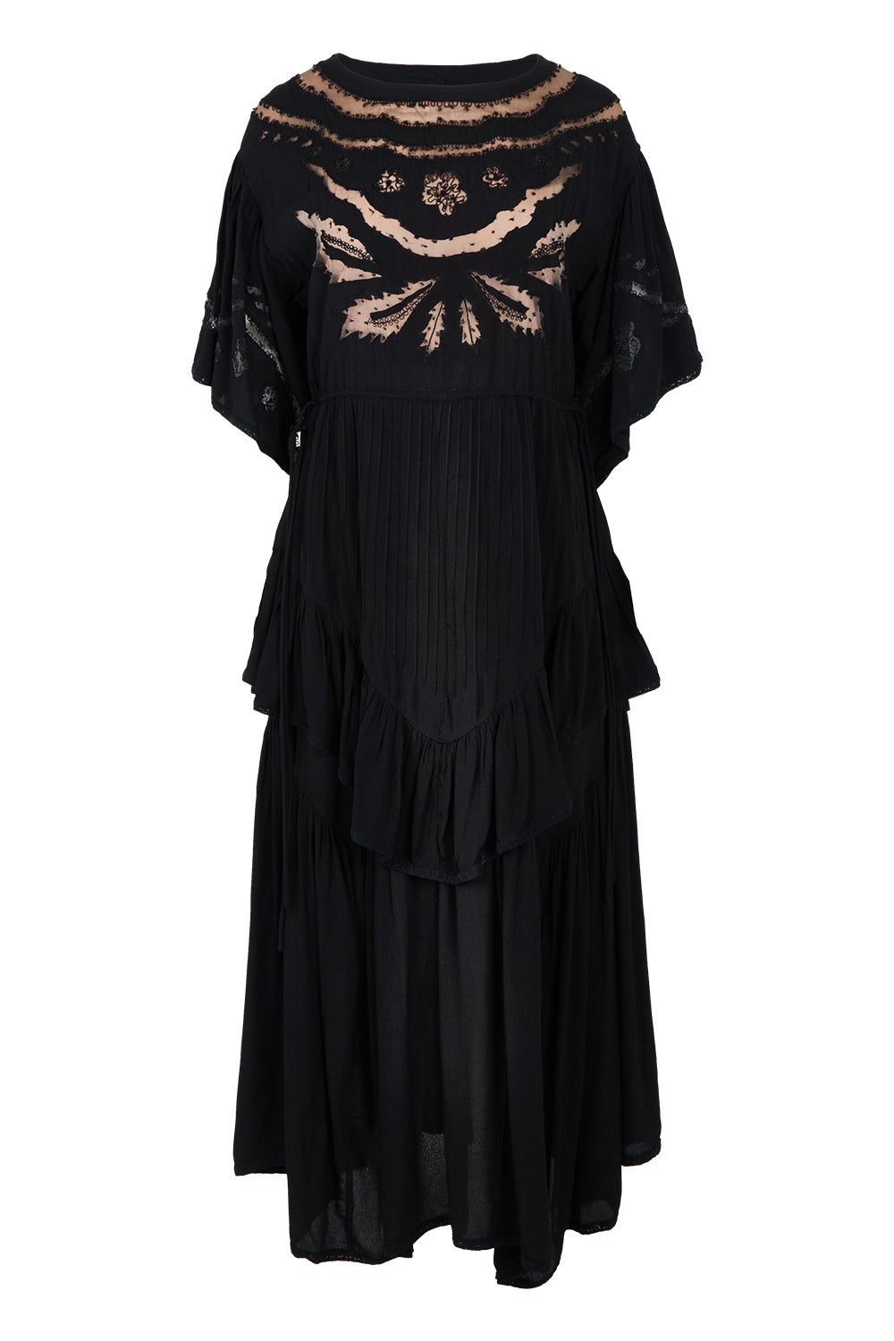 Product shot of the Eternal Grace Layered Dress in colour Black (Black), from the front