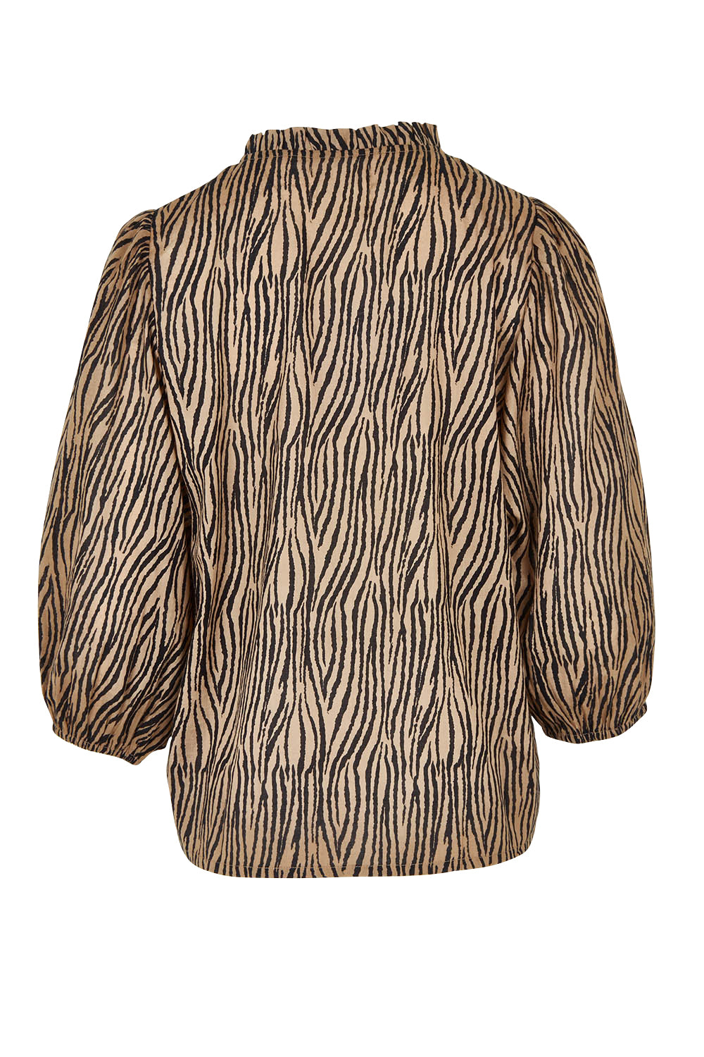 Product shot of the Wild Side Cotton Blouse in colour Zebra (Black), from the back