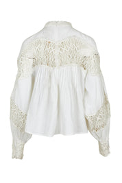 Product shot of the High Tea With Me Cotton Blouse in colour White (White), from the back