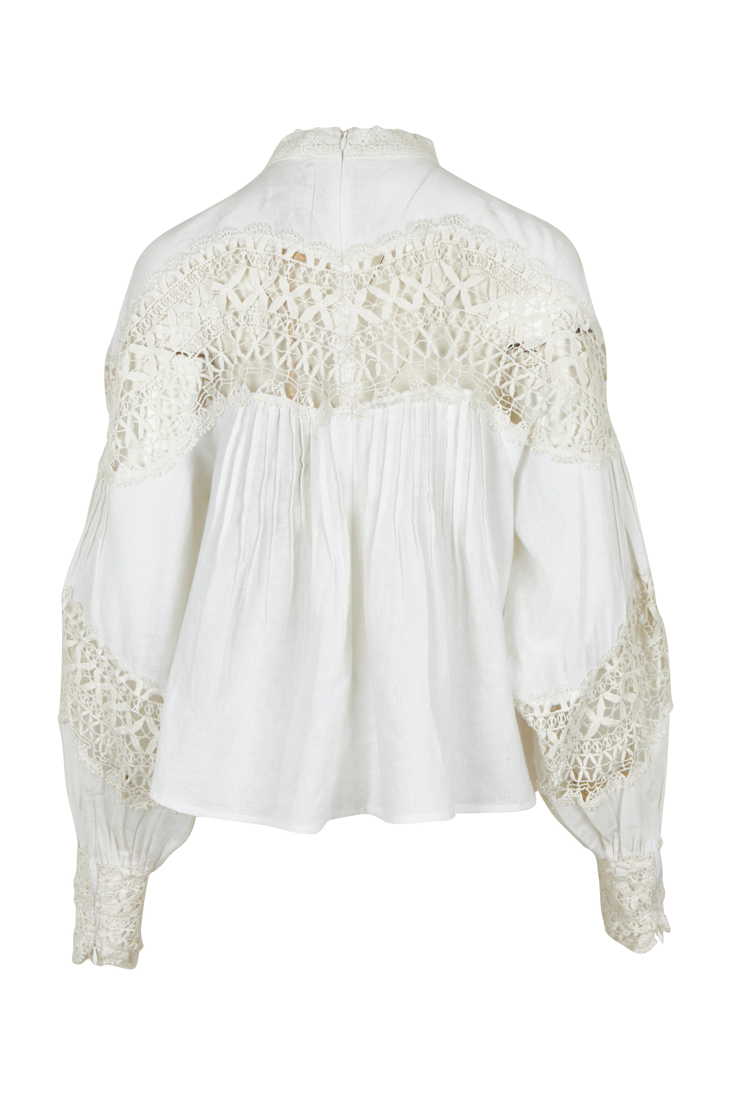 Product shot of the High Tea With Me Cotton Blouse in colour White (White), from the back