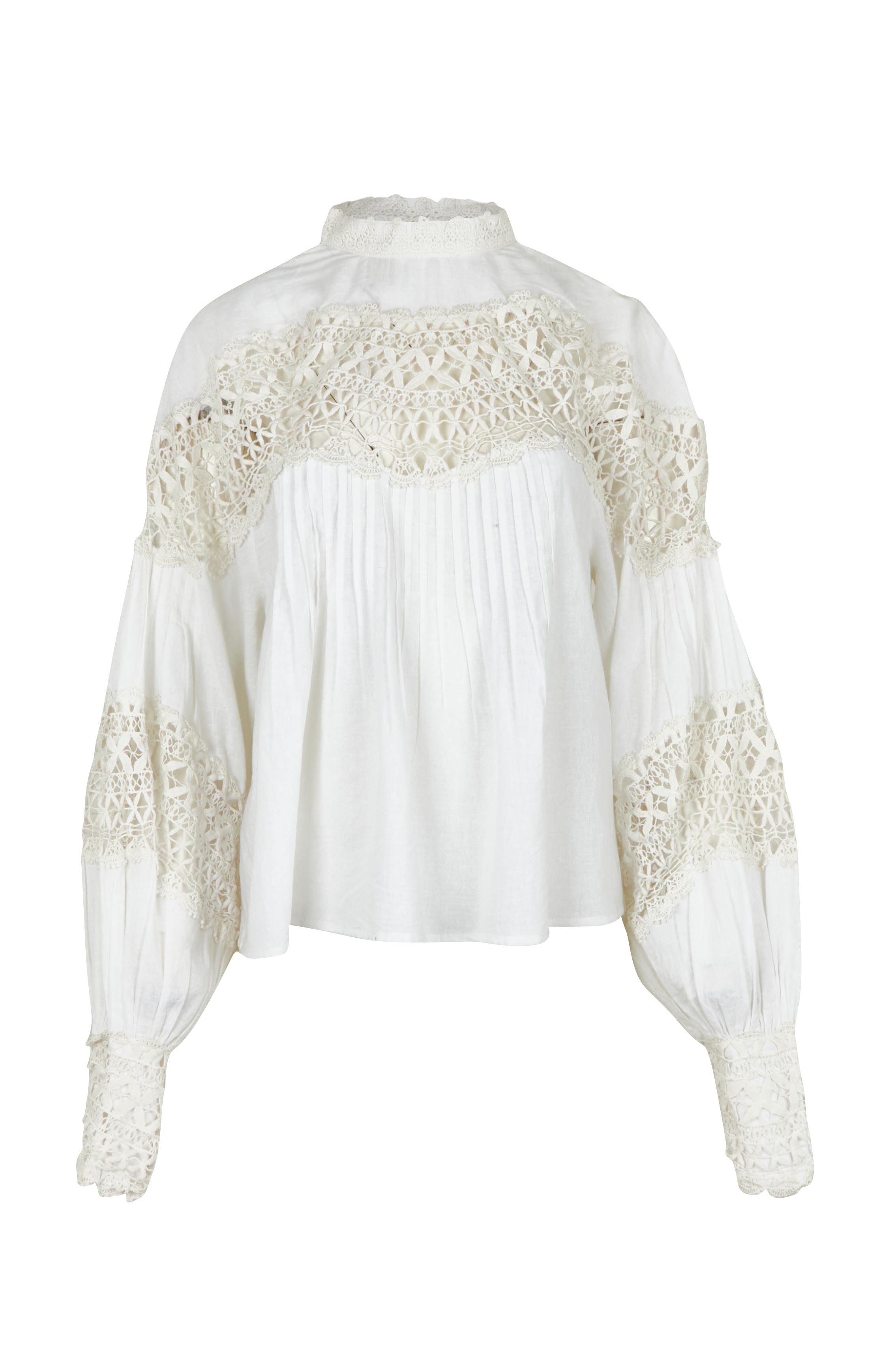 Product shot of the High Tea With Me Cotton Blouse in colour White (White), from the front