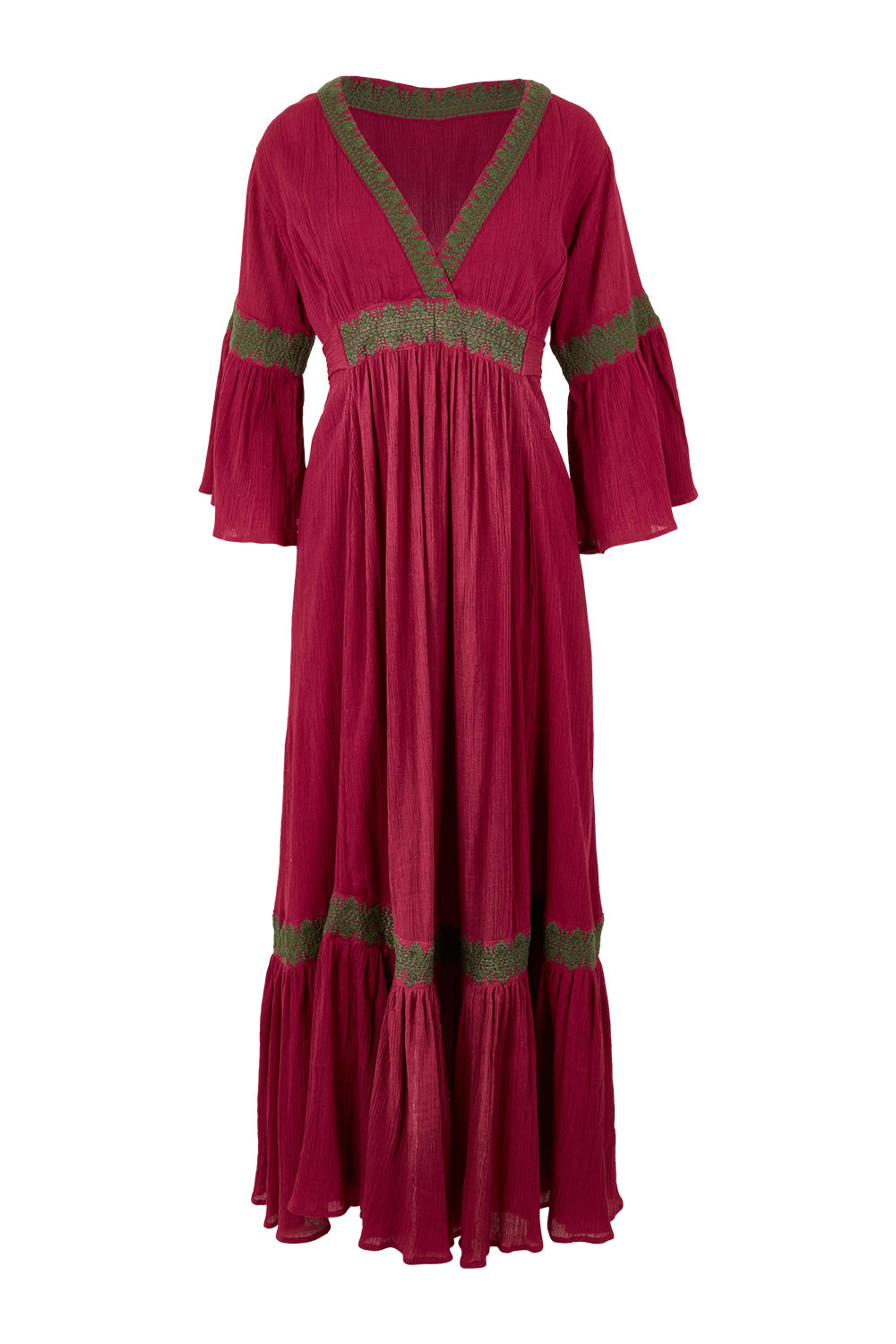 Product shot of the Perfect As You Are Long Sleeve Maxi Dress in colour Plum (Purple), from the front