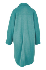 Product shot of the Through The Trees Jacket in colour Teal (Blue), from the back