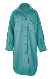 Product shot of the Through The Trees Jacket in colour Teal (Blue), from the front