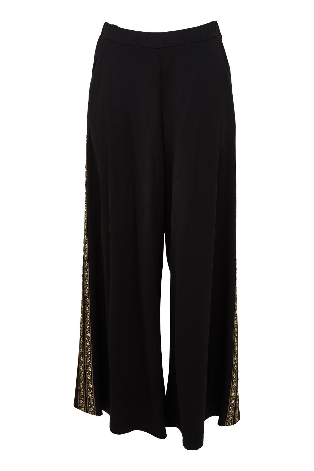 Product shot of the Follow My Lead Side Stripe Pants in colour Black (Black), from the front