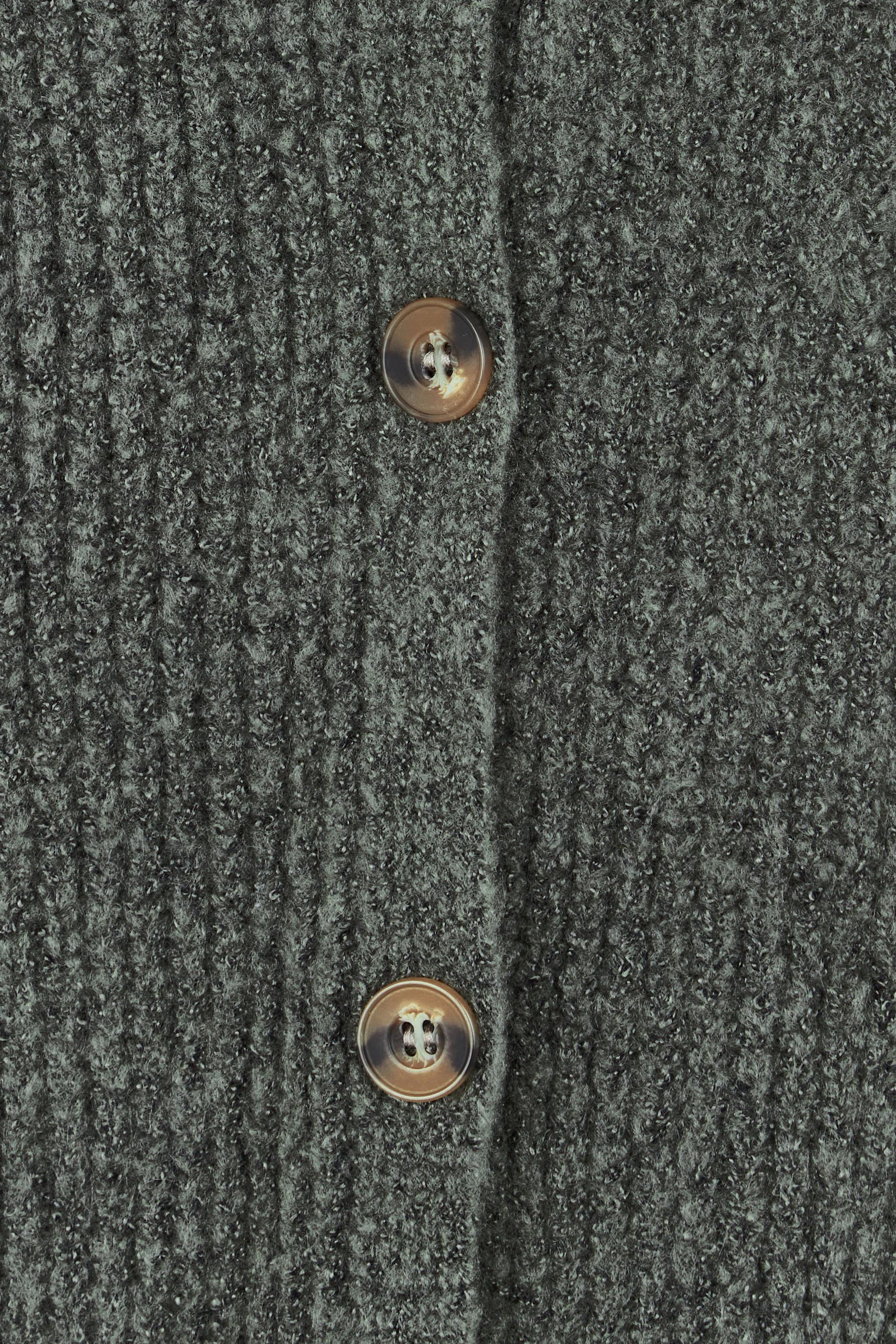 Product shot of the Cuddle Up To Me Knit Cardi in colour Gumnut (Green), detail