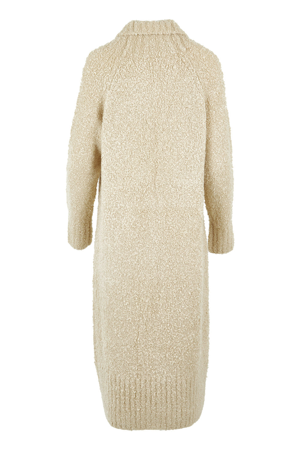 Product shot of the Sunday Walks Longline Cardi in colour Sand, from the back