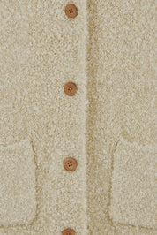 Product shot of the Sunday Walks Longline Cardi in colour Sand, detail