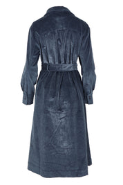 Product shot of the High Impact Cord Dress in colour Blue (Blue), from the back