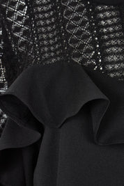 Product shot of the Good Feels Lace Detail Blouse in colour Black (Black), detail