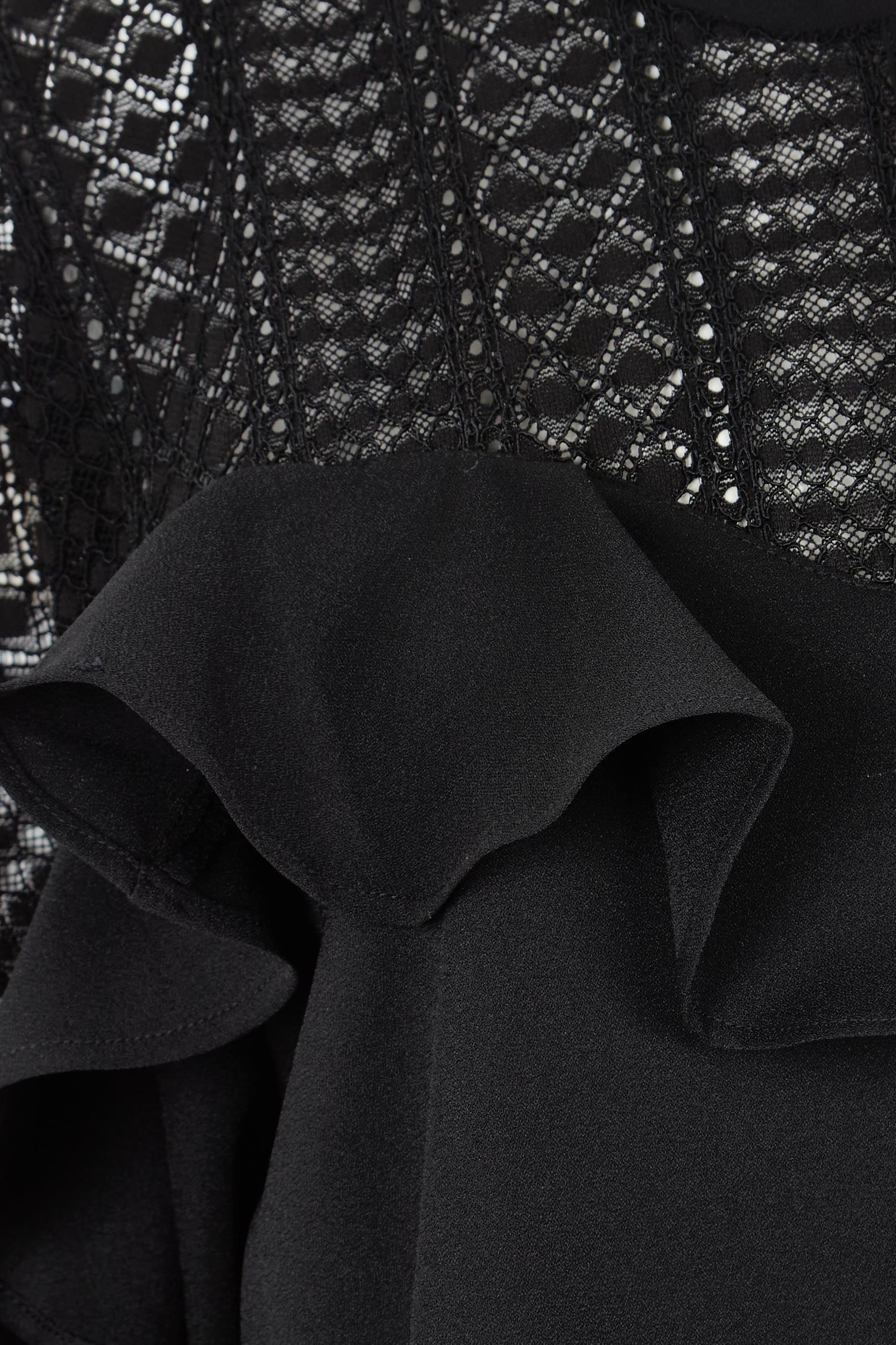 Product shot of the Good Feels Lace Detail Blouse in colour Black (Black), detail