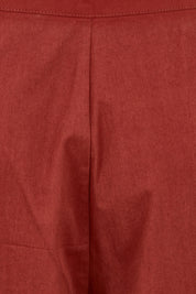 Product shot of the Take The High Road Cotton Wide Leg Pants in colour Bordeaux (Red), detail