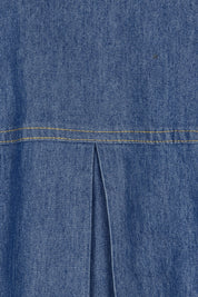 Product shot of the Take A Bow Chambray Blouse in colour Demin (Blue), detail