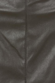 Product shot of the Easy Elegance Vegan Leather Maxi Skirt in colour Olive (Green), detail