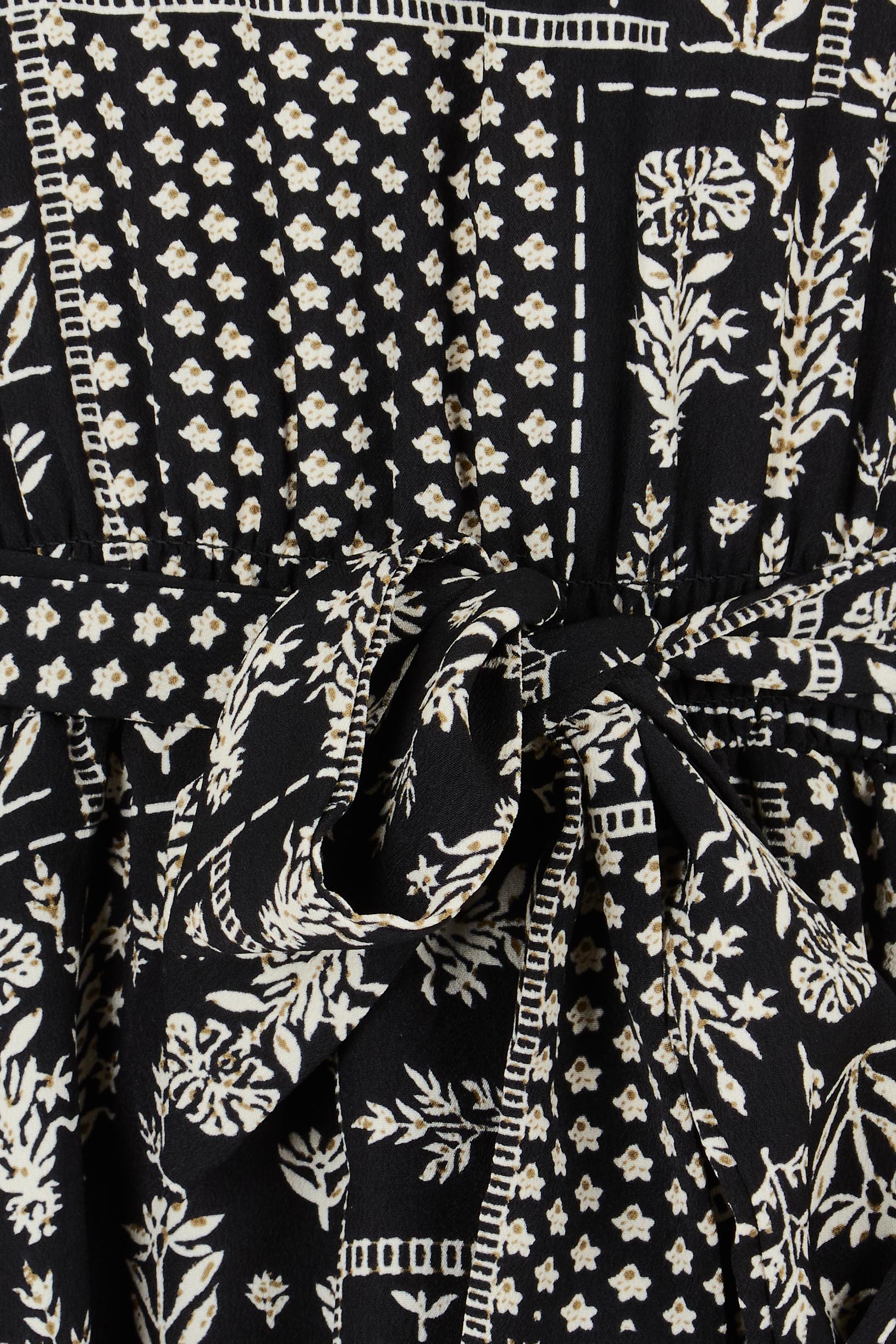 Product shot of the Wonderland Tiered Dress in colour Blackwhite (Black), detail