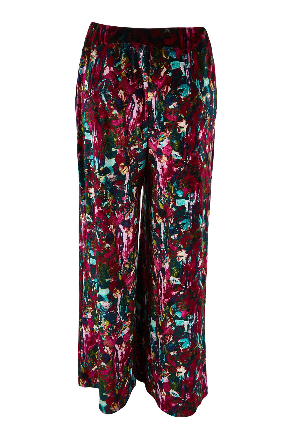 Product shot of the Flight Of Fancy Velvet Pants in colour Jewel, from the back