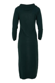 Product shot of the Winter Sun Off Shoulder Knit Dress in colour Forest (Green), from the back