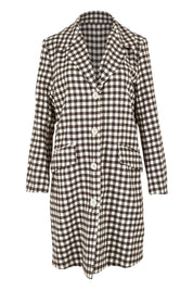 Product shot of the Checked In Overcoat in colour Chocheck, from the front