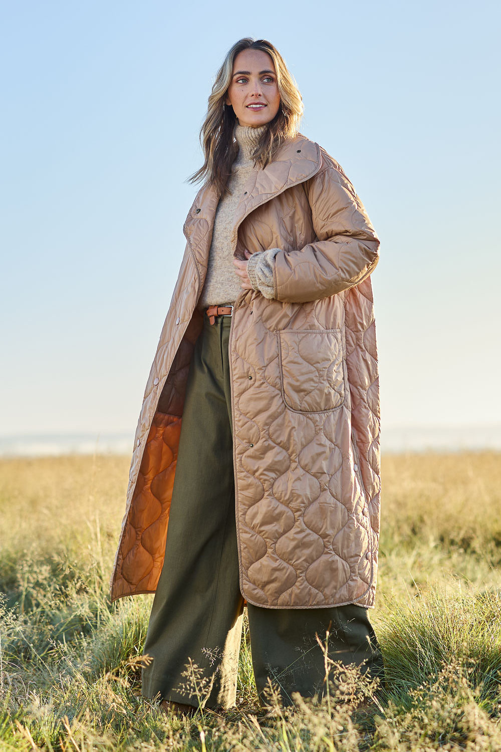 Preloved Heart Warming Oversized Quilted Jacket - Earth