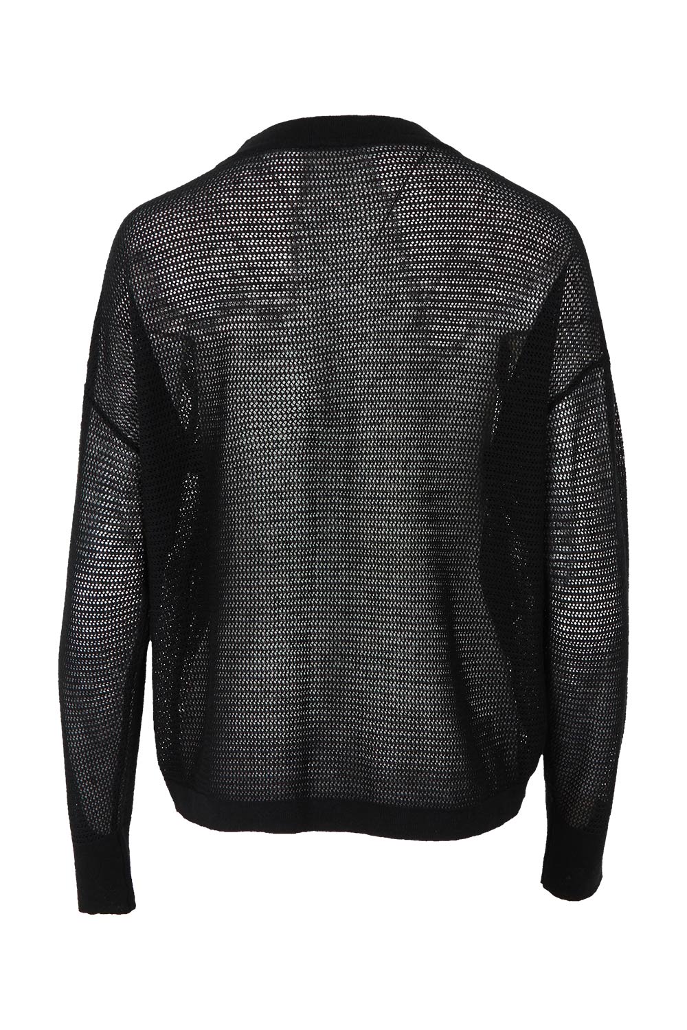 Product shot of the Evening Star Linen Blend Knit Jumper in colour Black (Black), from the back