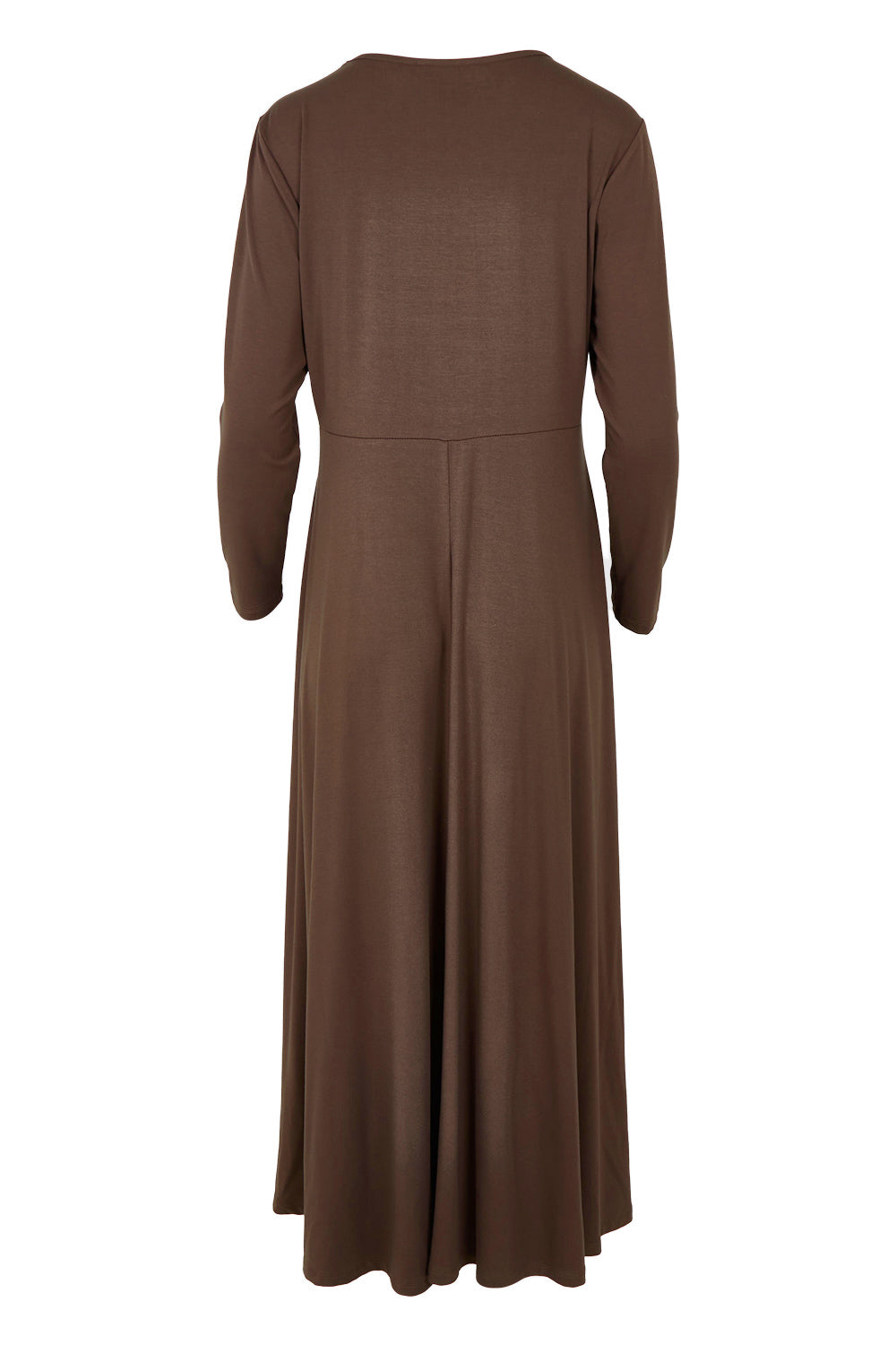Product shot of the Bamboo Delight Maxi Dress in colour Chocolate, from the back