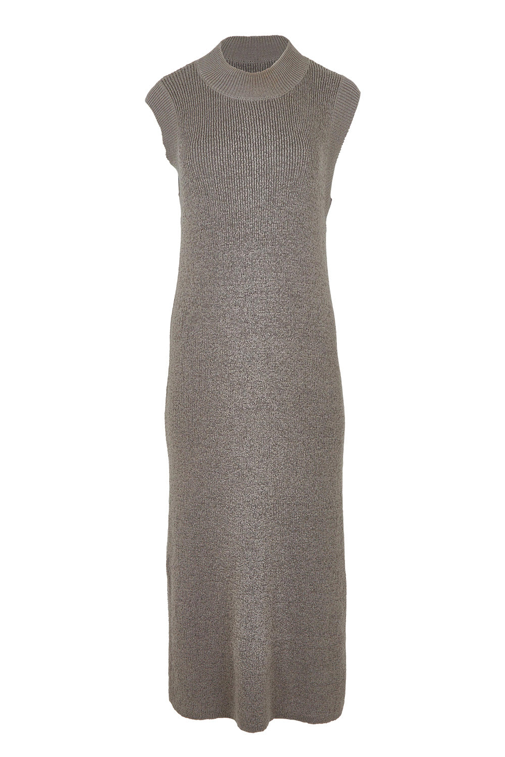Product shot of the Cool Comfort Knit Maxi Dress in colour Earth, from the front