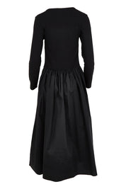 Product shot of the Sweet Intentions Long Sleeve V Neck Maxi Dress in colour Black (Black), from the back