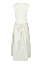 Product shot of the Sweet Intentions V Neck Maxi Dress in colour Cream, from the back