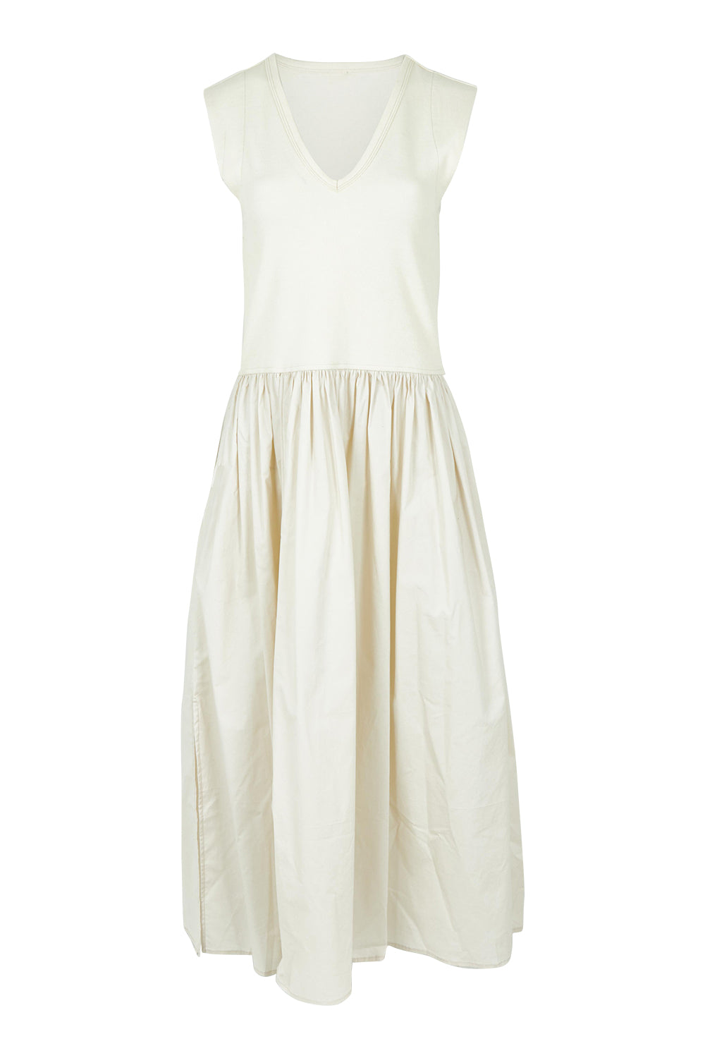 Product shot of the Sweet Intentions V Neck Maxi Dress in colour Cream, from the front