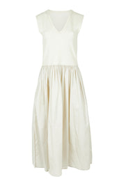 Product shot of the Sweet Intentions V Neck Maxi Dress in colour Cream, from the front