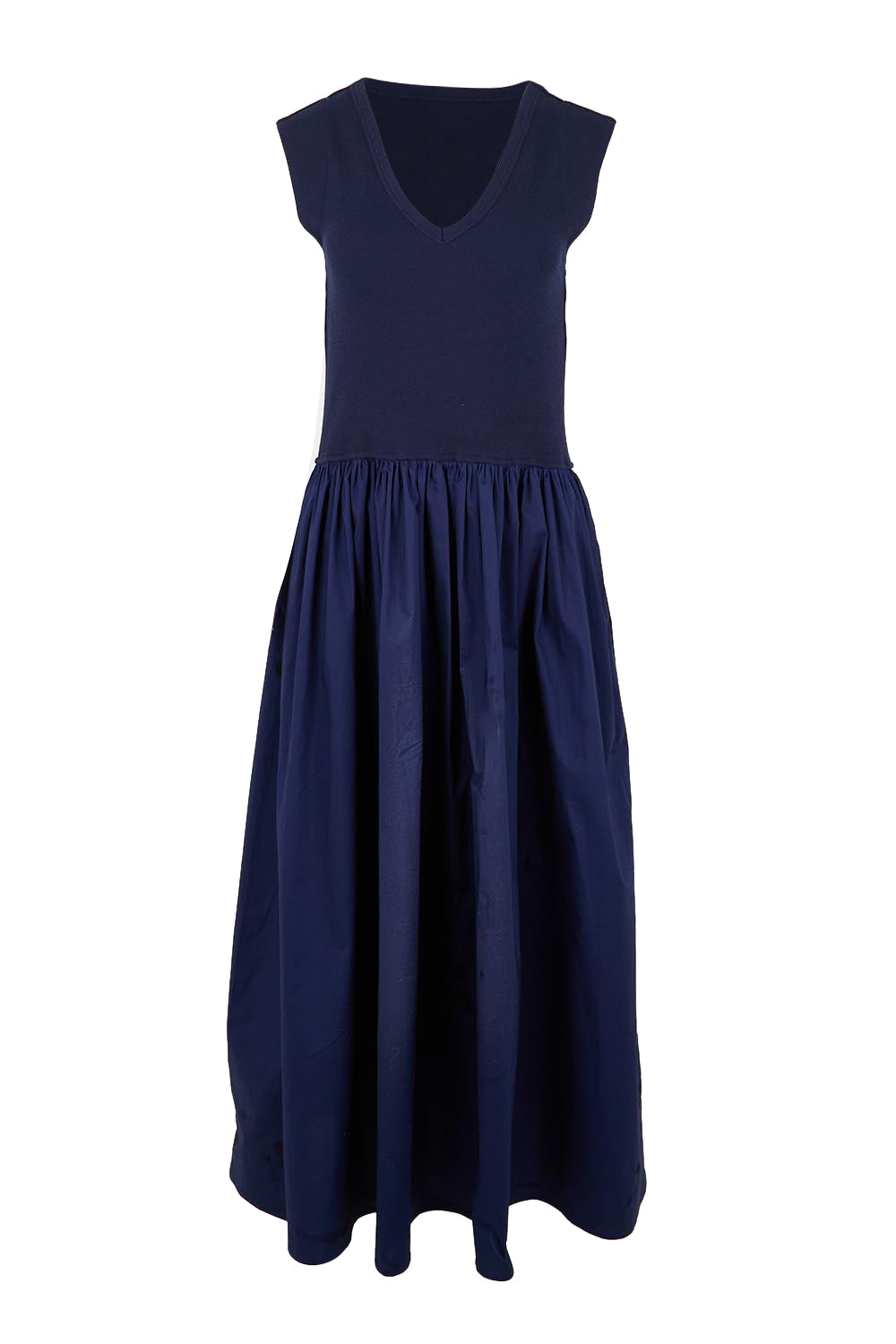 Product shot of the Sweet Intentions V Neck Maxi Dress – Navy in colour Navy, from the front