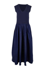 Product shot of the Sweet Intentions V Neck Maxi Dress – Navy in colour Navy, from the front