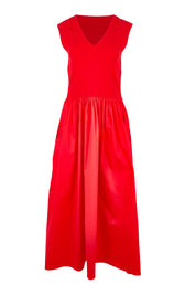 Product shot of the Sweet Intentions V Neck Maxi Dress – Redhot in colour Redhot, from the front