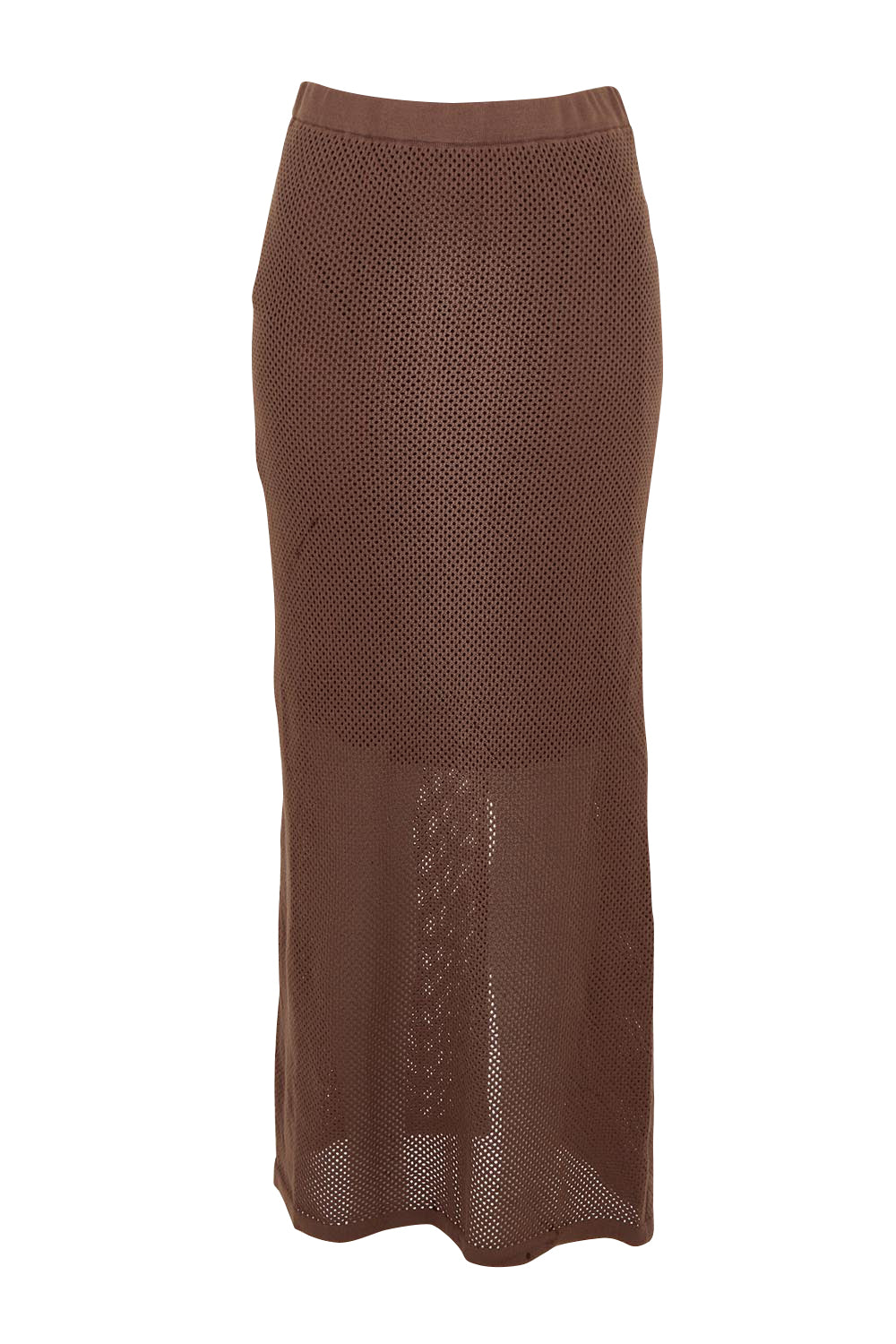 Product shot of the Summer Ready Cotton Knit Skirt in colour Pecan, from the front