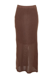 Product shot of the Summer Ready Cotton Knit Skirt in colour Pecan, from the front