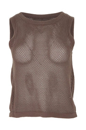 Product shot of the Summer Ready Cotton Knit Tank in colour Pecan, from the front