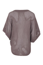 Product shot of the Summer Ready Cotton Throw Sweater – Pecan in colour Pecan, from the back