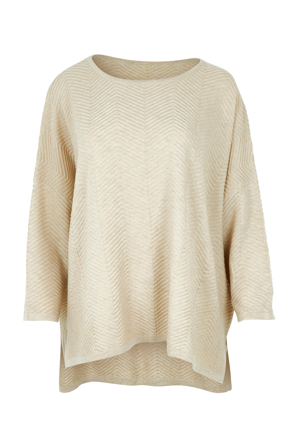 Product shot of the Easy Does It Knit Top in colour Natural, from the front