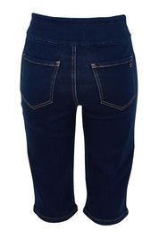 Product shot of the Easy As Pull On Long Shorts in colour Denim (Blue), from the back