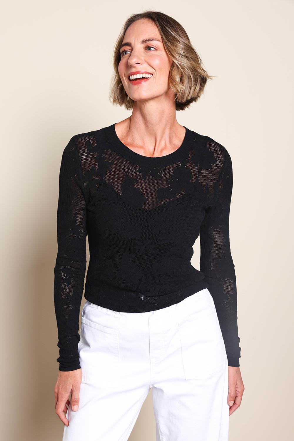 Love Layer Long Sleeve Knit Top - Black