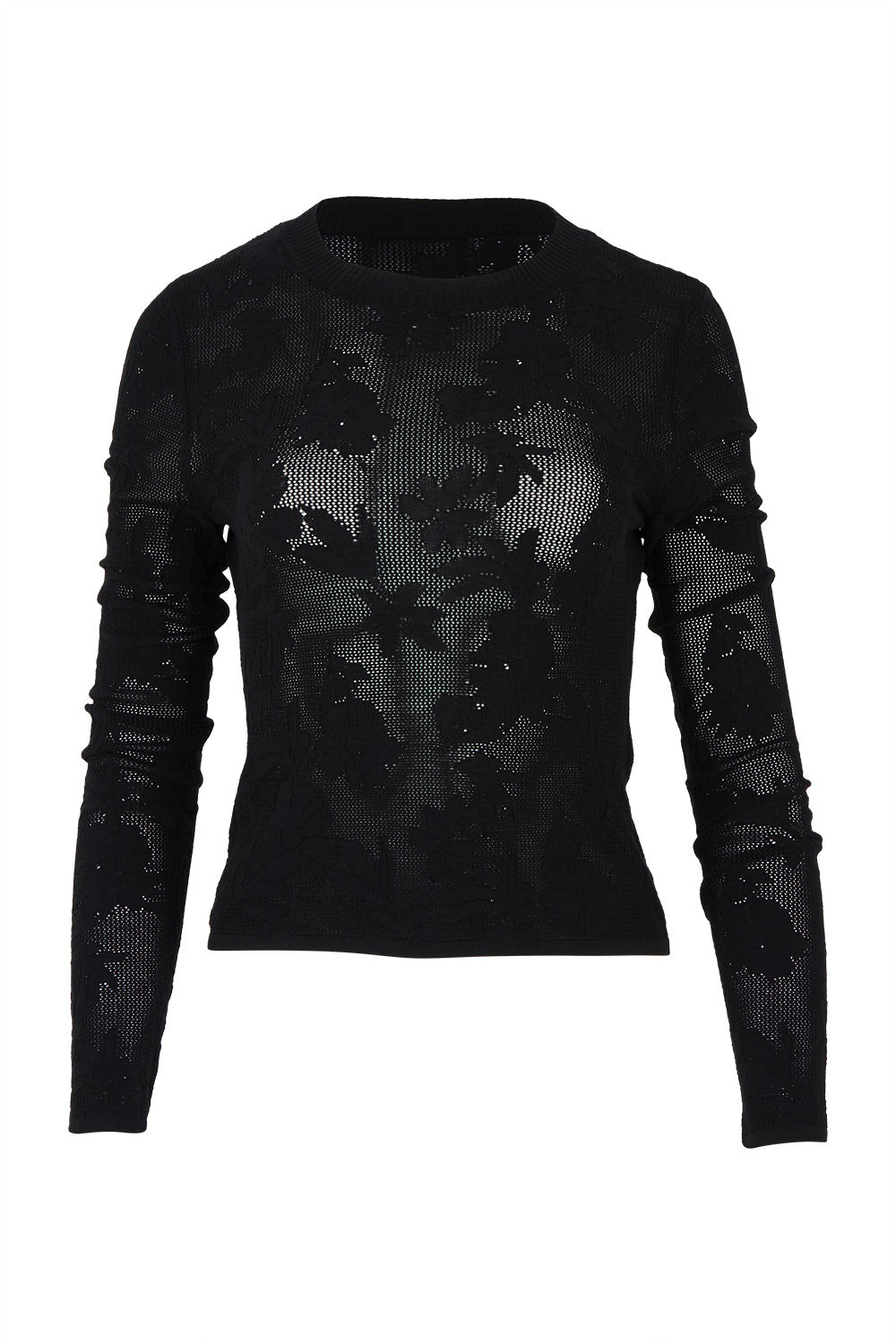 Product shot of the Love Layer Long Sleeve Knit Top in colour Black (Black), from the front