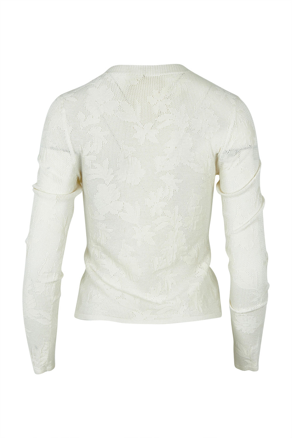 Product shot of the Love Layer Long Sleeve Knit Top in colour Milk, from the back