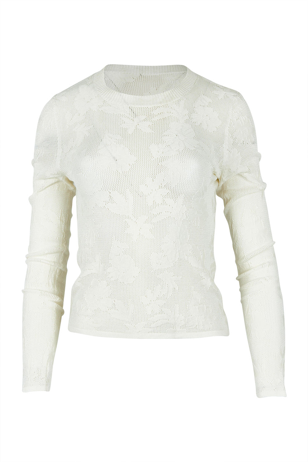 Product shot of the Love Layer Long Sleeve Knit Top in colour Milk, from the front