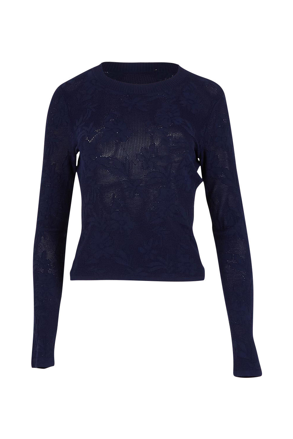 Product shot of the Love Layer Long Sleeve Knit Top in colour Navy (Blue), from the front