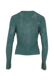 Product shot of the Love Layer Long Sleeve Knit Top in colour Sage (Green), from the back